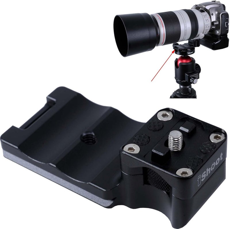 iShoot Lens Collar Foot Tripod Mount Ring Base Replacement Stand Tripod Socket Compatible with Canon EF 100-400mm f/4.5-5.6L is II USM, Bottom Quick Release Plate for Arca-Swiss Fit Tripod Head Clamp - Image 1